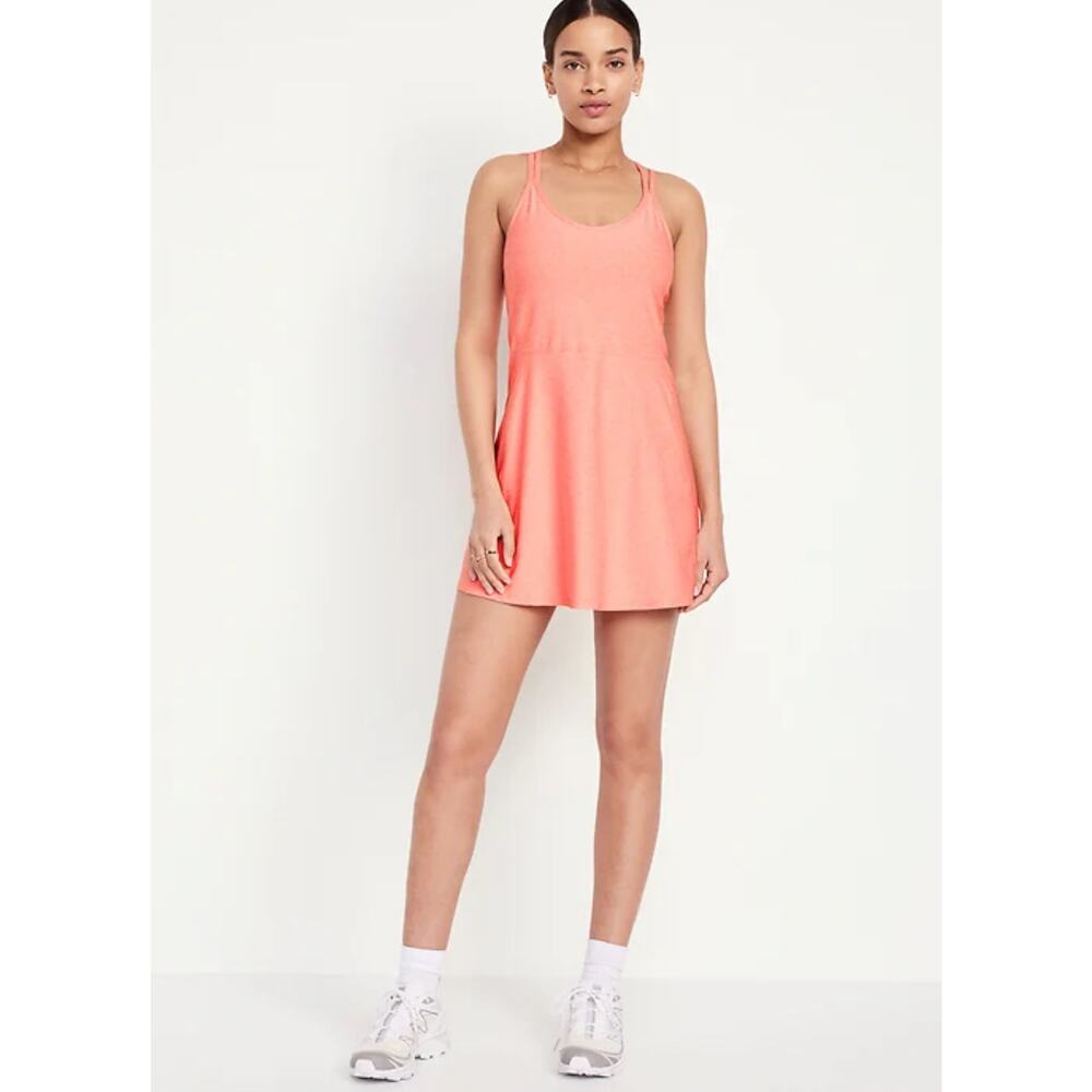 NWT Old Navy CloudComfy Strappy Razerback Mini Athletic Dress In Nectar Sz L‎
